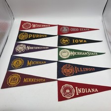 Vtg 60s Big Ten Conference College Pennant Set - Ohio St Purdue Northwestern MSU picture