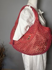 Sondra Roberts SR2 NWT Red Woven Vegan Leather Shoulder Bag Removable Tassel picture