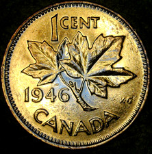 1946 Canada Cent Lovely AU RB King George VI Canadian Penny picture