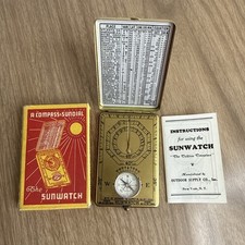 Antique Brass Sunwatch  And Compass By Outdoor Supply Co 1920s Original box/inst picture