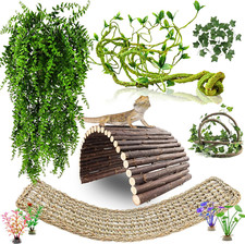 10Pcs Bearded Dragon Tank Accessories, Reptile Hammock Plants Bridge Jungle Clim picture