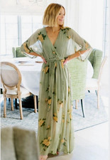 NWT Baltic Born Kia Floral Maxi Dress Boho Cottagecore Sage Sz S Modest Feminine picture
