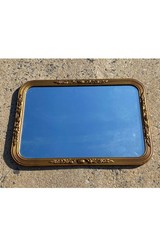 Beautiful Old Antique Gold Ornate Wood Framed Rectangle Mirror W Flowers & Scrol picture