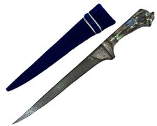 Ottoman Mughal Damascus Pesh Kabz Kripan with Abalone grips  silver koftgari 15” picture
