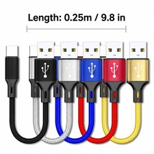 Short USB-C Fast Charging Cable 25cm | Type-C to USB-A Charger Cord for Android picture