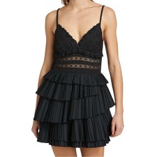 Sea New York Antonina Cotton-Blend Ruffled Minidress  12 Black Retail $358 New picture