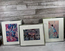 LeRoy Neiman 3 Framed Prints Pink Blue Tennis Roulette Paris Cafe 10.5 x 12.5 picture
