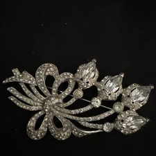 Rare Early Coro Rhodium Plated Flower Sprig Brooch picture