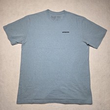 Patagonia Fitz Roy Trout Graphic T Shirt Men's Large Regular Fit Blue T-Shirt picture