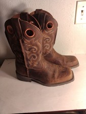 Laredo Men’s Western Cowboy Boots Size 8D Tan Leather Square Toe 7424 Worn once  picture