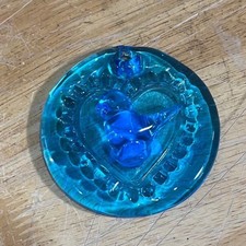 Terra Studios Bluebird of Happiness Ornament Vtg Blue Glass Heart Suncatcher 3