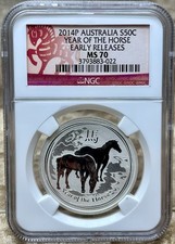 Australia 2014P S50C Cents Year Of Horse NGC MS70 Early Releases picture