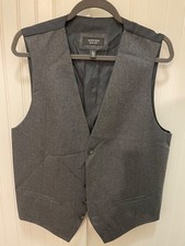 Nordstrom Men's Shop Charcoal Gray Herringbone 100% Wool Vest Waistcoat Men's L picture