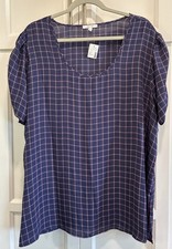 NWT Maurice’s Women's Blue Pink Checkered Blouse Plus Size 2X Career To Casual picture