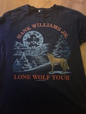 Vintage 90s Hank Williams Jr Lone Wolf Tour T Shirt 19.5 X 26 Double Sided picture
