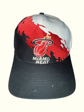 Vintage Miami Heat Splash Snapback Hat Logo Athletic 90s NBA Cap White/Black picture