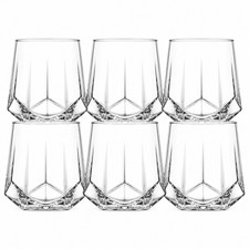 13 oz Cut Crystal DOF Glasses, 6-pc Whisky Glassware Set Diamond Shape picture