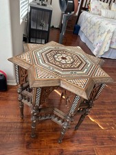 Syrian Inlaid Octagonal Star End Table picture