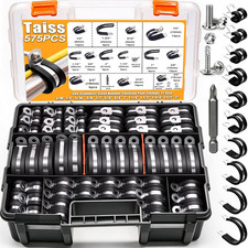 575Pcs Cable Clamps Assortment Kit,Stainless Steel,12 Sizes 3/16