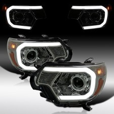 Fit 2012-2015 Toyota Tacoma Smoke LED Tube Projector Headlights Left+Right 12-15 picture