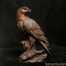 8.5cm High Old Wood Hand Carved Vivid Eagle Figure Statue Collectable Gift picture