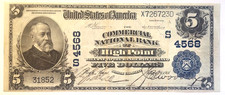 $5 FIVE DOLLARS HIGH POINT N.C. SERIES 1902 NATIONAL CURRENCY NOTE picture