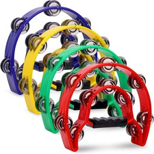 4 panderos media luna 10 pulgadas doble fila 20 sonajas multicolor adultos picture
