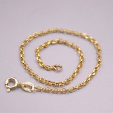 Pure AU750 18K Yellow Gold Chain Women 2mm Cable Link Bracelet 0.9-1g 7.1inchL picture