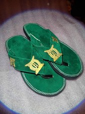 Handmade Ghana Sandals Emerald Green Cast Brass Emblem  9  1/2  -  10 In Mens picture