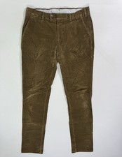 Suitsupply Men’s 32x34 Pure Cotton Corduroy Flat Front Brown Modern Porto Int picture