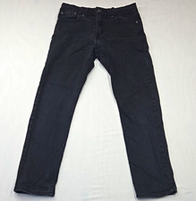 Levi's 502 Men's Black Denim Jeans Tapered Fit Dark Wash 5-Pocket Button Zip picture