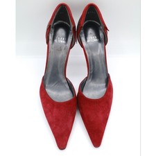 Stuart Weitzman Rust Red Suede Pump Heels with Chain Fringe 7 picture