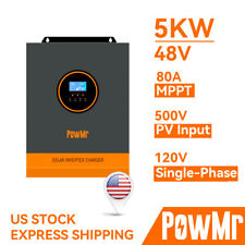 PowMr 5000W Hybrid Solar Inverter DC 48V to 110/120V AC 80A MPPT Charger PV 500V picture