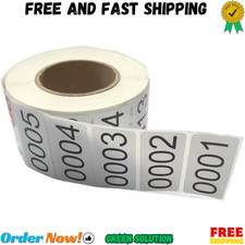 0001-1000 Count Inventory Numbered Stickers Roll, Self 1.6 x 0.8 inch, White picture