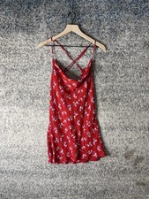 Flynn Skye Dress Womens Small Red Floral Lynn Slip Cowl Neck USA Made Strappy picture