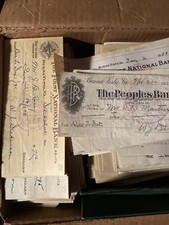 Lot Of 5 X old vintage checks RANDOM PULL 1900’s picture