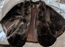 Vtg 1950s Sibley Fur Salon Mahogany Mink Capelet Stole Jacket LBC Monogram NY picture