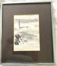 Vtg Don Davey 77' San Francisco CA Print Golden bridge Drawing CALIFORNIA ART picture
