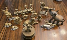Lot of 13 Vintage Brass Pewter Animal Figures Unicorn Ducks Elephant Wizard picture