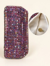 Vintage Made in Austria Multicolor Austrian Crystals Eyeglasses Case Satin-Lined picture