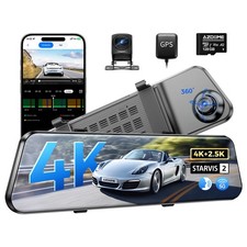 AZDOME 2CH 4K+2.5K HDR Mirror Dash Cam IMX678 STARVIS 2 5.8GWiFi GPS 128GB Card picture