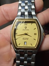 Croton 18K Gold Crown & Bezel Sapphire Crystal Swiss Quartz Men’s Watch picture