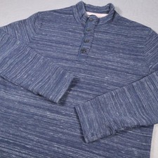 Relwen Sweatshirt Mens Large Blue Striped Henley Huckberry Knit Pullover Terry picture