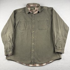 Vintage 90s L.L.Bean Hurricane Shirt Jacket Men XL Olive Flannel Lined Canada picture