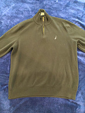 Nautica Men's 1/4 Zip Mock Neck Pullover Sweater Cotton Knit Black XL picture