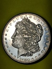 1880-S MORGAN SILVER DOLLAR. MS/ BU/ LOOKS DMPL. MIRROR SURFACES. WOW. picture