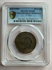 China 1905 Kiangsu-Chingkiang 10 Cash Y-78.3 清江光绪当十铜元, flying dragon PCGS VF30 picture