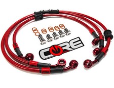 SUZUKI GSXR1300 HAYABUSA 99-07 CORE MOTO FRONT & REAR BRAKE LINE KIT TRANS RED picture