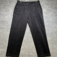 L.L.Bean Favorite Fit Corduroy Pants Women 10 (32x30) Black Straight Leg Stretch picture