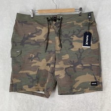Hurley Swim Shorts Mens 36 Green Camo Boardshort Phantom Eco Weekender Cargo picture